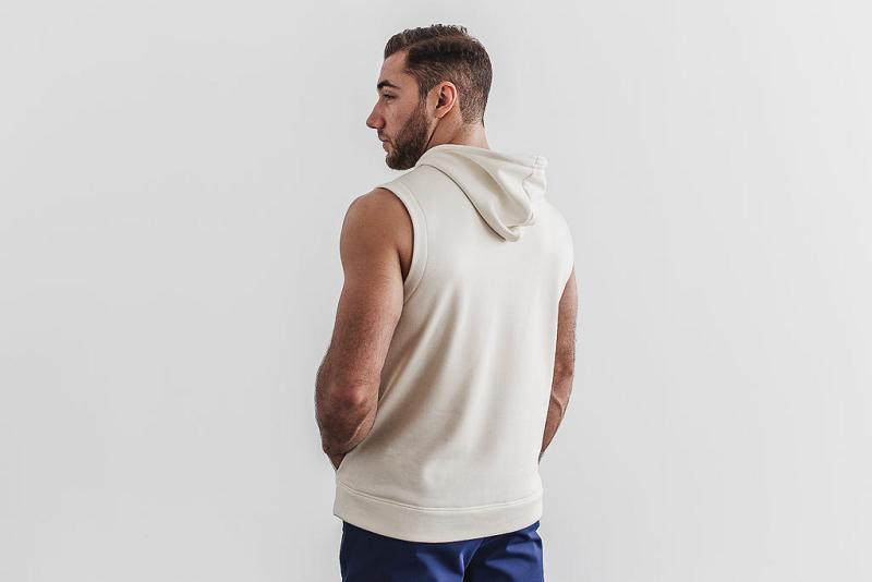 White Nobull Sleeveless Men's Hoodie | CA T1553C